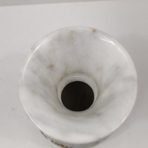 Vintage Marble Vase with Hand Etched Painted Floral Design - Picture 3 of 7